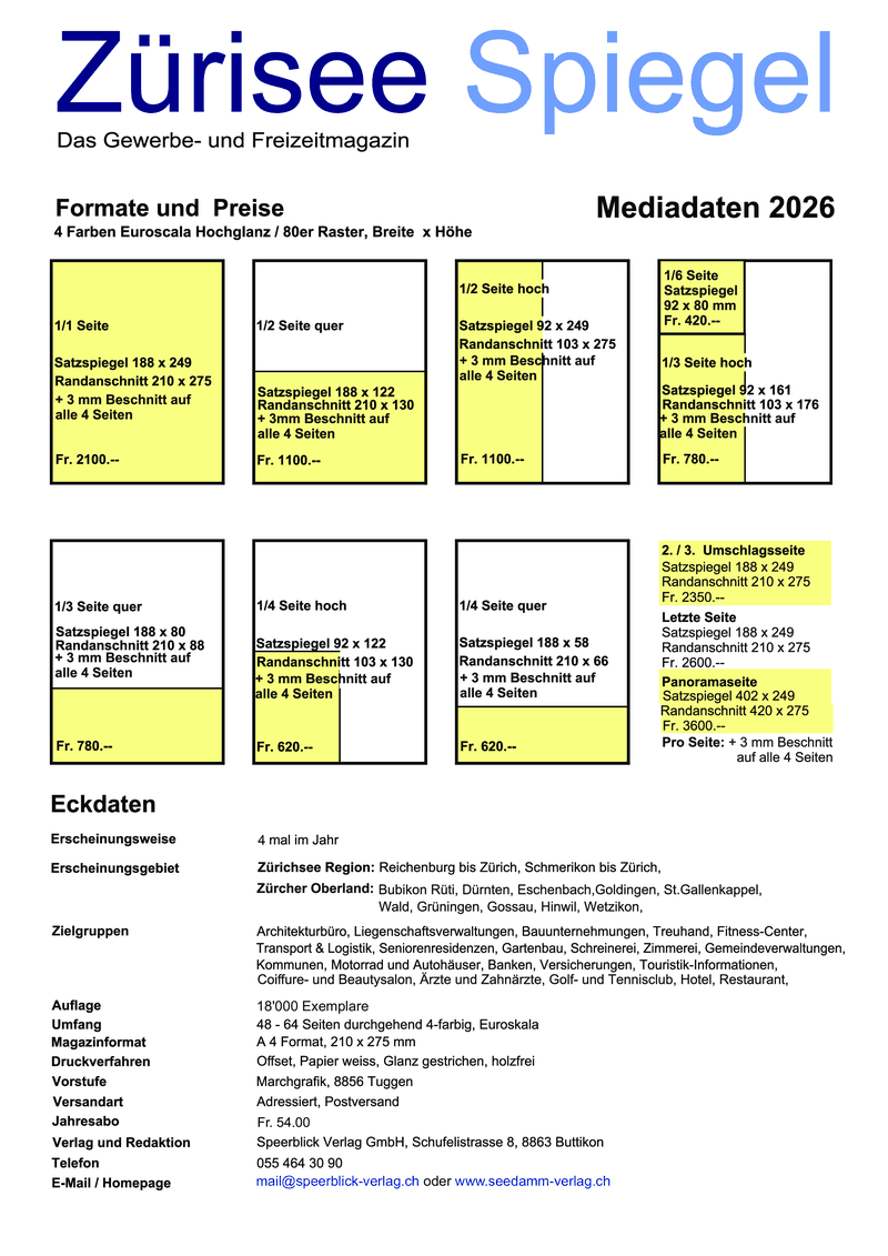 Mediadaten Zürisee-Spiegel
